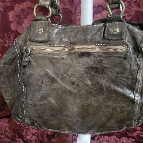 Langellotti Studded Brown Leather Handbag - Picture 4 of 5